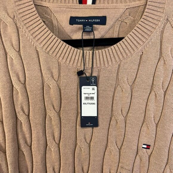 NWT XXL 100% cotton Tommy Hilfiger crewneck sweater cable knit - Picture 12 of 15